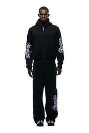 WAVE LOGO ZIP HOODIE BLACK